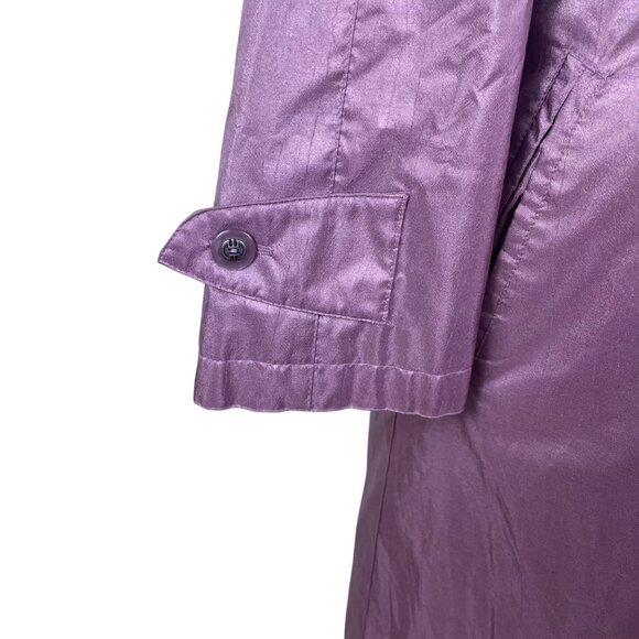 Fleet street Womens Lavender Nylon Long Hooded Coat Button Detail Size 8p - Picture 4 of 9